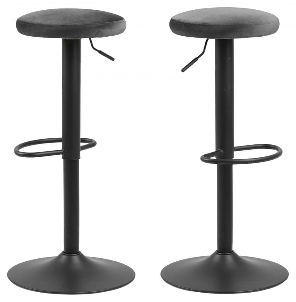 Design Scandinavia Barová stolička Finch (SET 2ks), tkanina, tmavo šedá